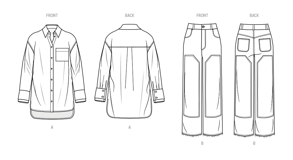 Know Me sewing pattern 2052  Shirt and Pants by Beaute' J'adore from Jaycotts Sewing Supplies