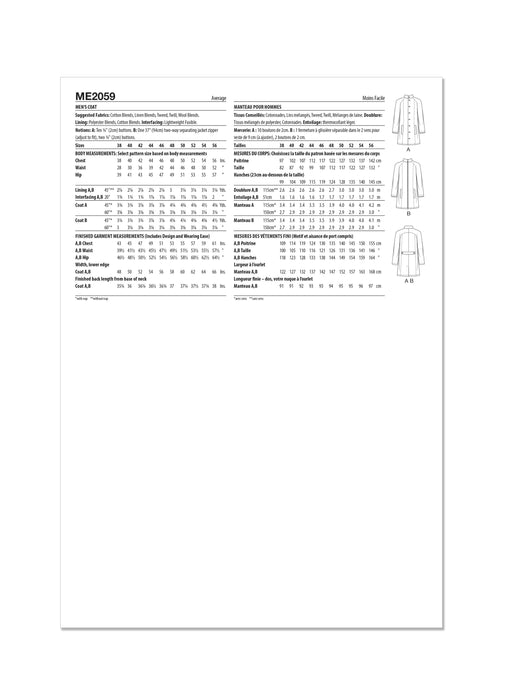 Know Me sewing pattern 2059 Men's Coat by Julian Creates from Jaycotts Sewing Supplies