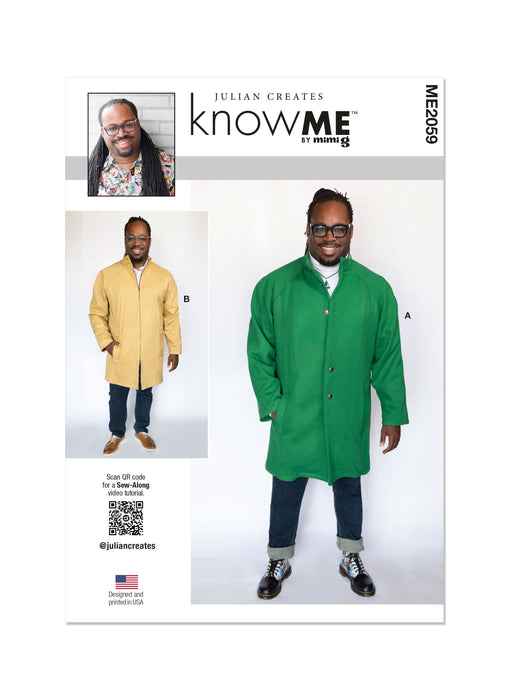 Know Me sewing pattern 2059 Men's Coat by Julian Creates from Jaycotts Sewing Supplies