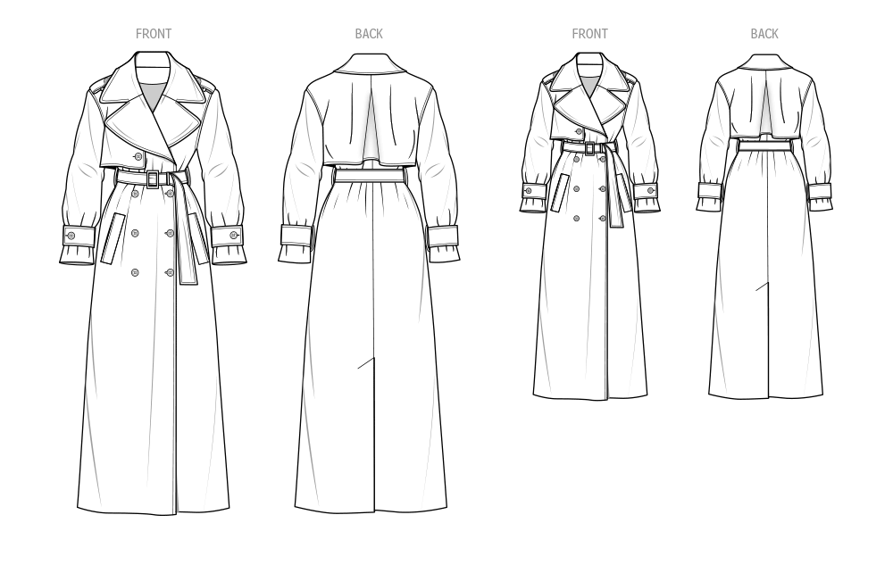 Know Me sewing pattern 2070 Girl's and Misses' Trench Coat by Beaute' J'Adore from Jaycotts Sewing Supplies