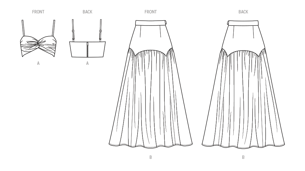Know Me sewing pattern KM2073 Crop Top and Skirt by Alisha Grace from Jaycotts Sewing Supplies