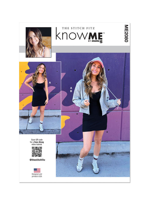 Know Me sewing pattern KM2080 Dress and Hoodie by The Stitch Fitz from Jaycotts Sewing Supplies