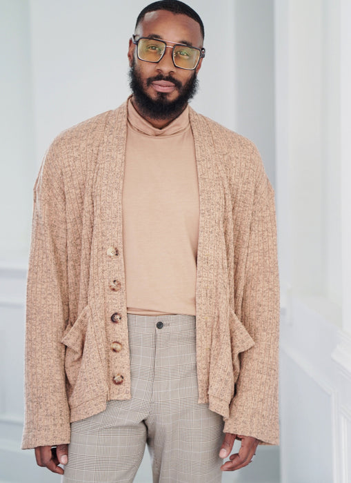 Know Me sewing pattern KM2105 Men's Turtleneck and Cardigan by Norris Dánta Ford from Jaycotts Sewing Supplies