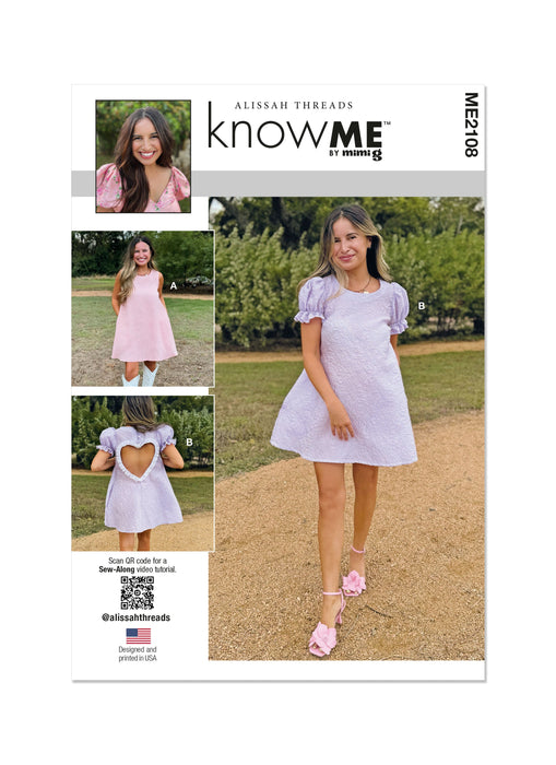 Know Me Sewing Pattern 2108 Dress with Sleeve Variations by Alissah Threads from Jaycotts Sewing Supplies