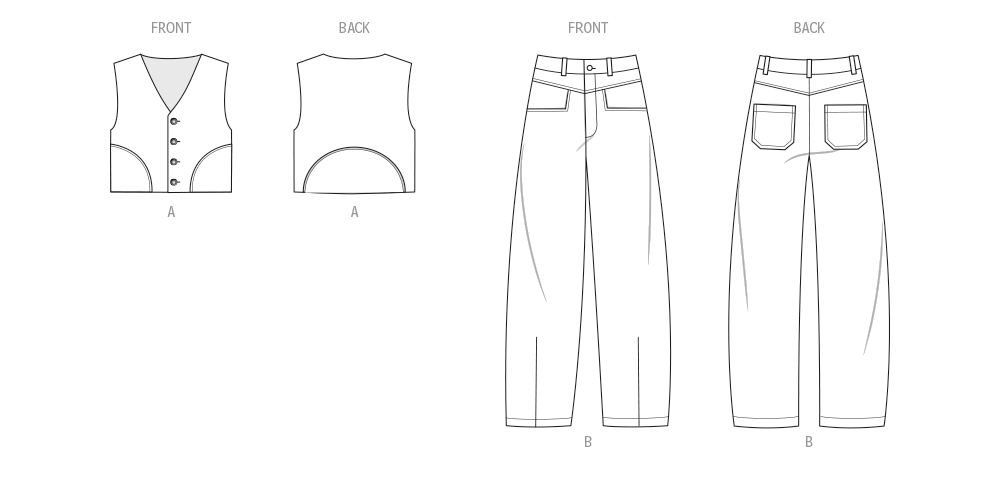 Know Me Sewing Pattern 2109 Men's Waistcoat and Trousers by Happily Dressed from Jaycotts Sewing Supplies