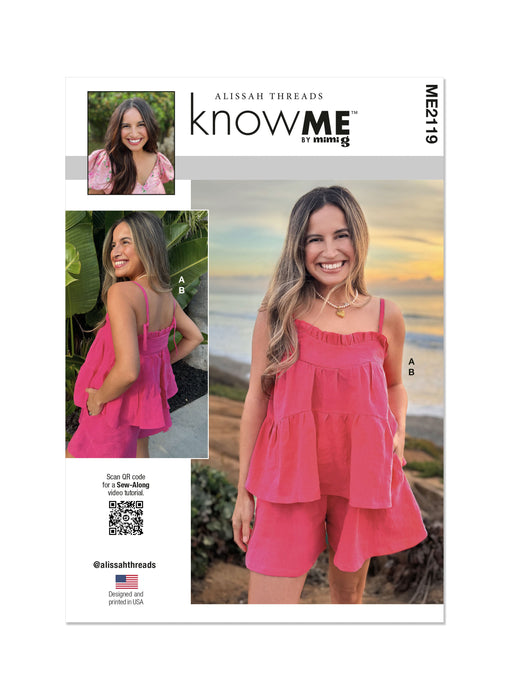 Know Me sewing pattern 2119 Misses' Top and Shorts by Alissah Threads from Jaycotts Sewing Supplies