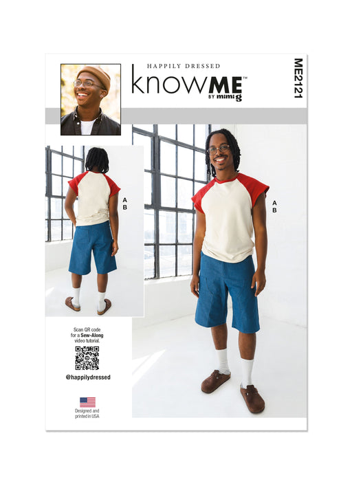 Know Me sewing pattern 2121 Men's T-Shirt and Shorts by Happily Dressed from Jaycotts Sewing Supplies