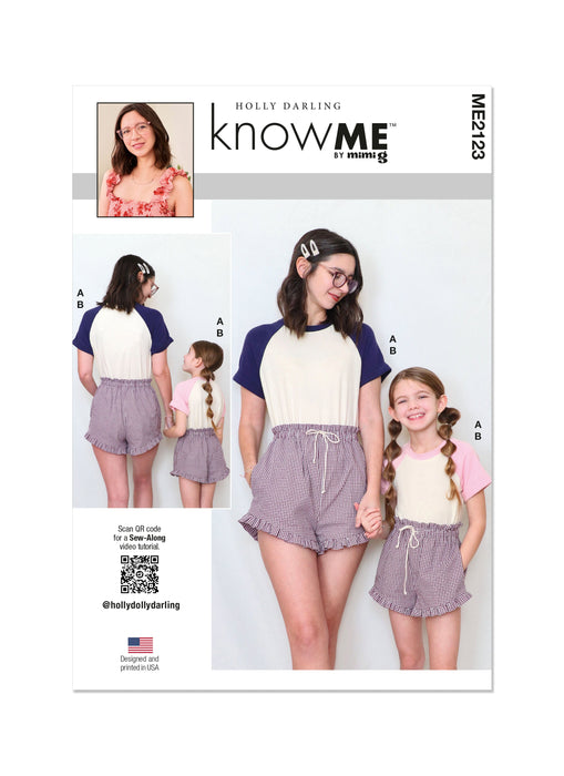 Know Me sewing pattern 2123 Girls' and Misses' T-Shirt and Shorts by Holly Darling from Jaycotts Sewing Supplies