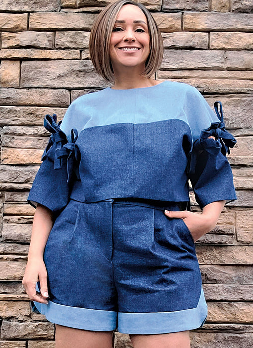 Know Me sewing pattern 2127 Top with Detachable Sleeves and Shorts by Keechii B Style from Jaycotts Sewing Supplies