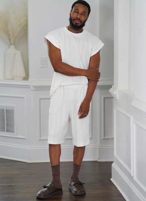 Know Me sewing pattern 2130 Men's Knit Top and Shorts by Norris Dánta Ford from Jaycotts Sewing Supplies