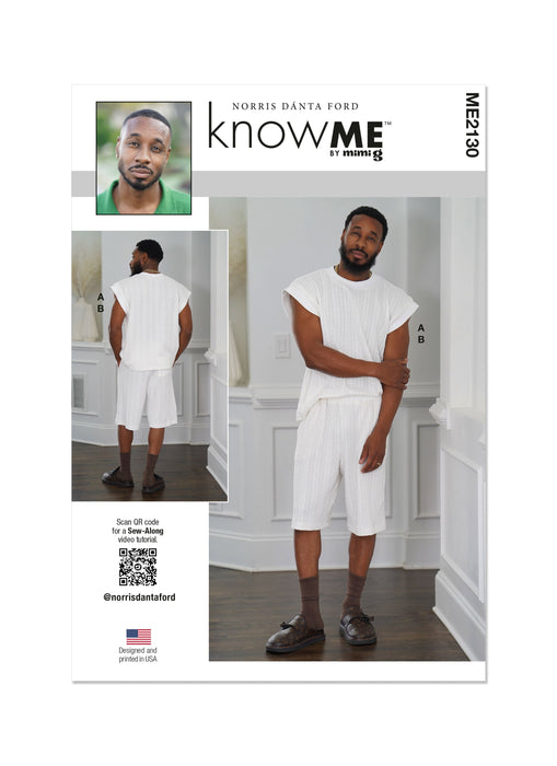 Know Me sewing pattern 2130 Men's Knit Top and Shorts by Norris Dánta Ford from Jaycotts Sewing Supplies