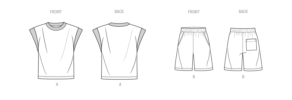 Know Me sewing pattern 2130 Men's Knit Top and Shorts by Norris Dánta Ford from Jaycotts Sewing Supplies