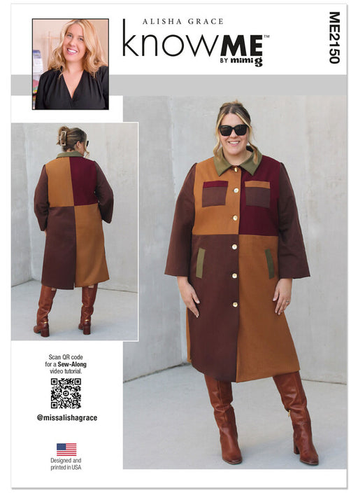 Know Me sewing pattern 2150 Misses' Lined Color Blocked Coat by Alisha Grace from Jaycotts Sewing Supplies