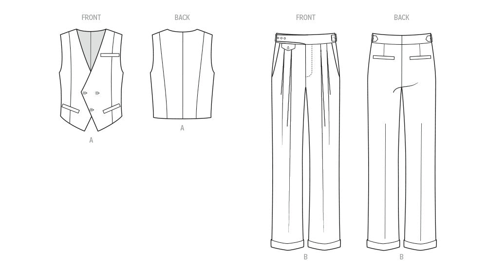 Know Me sewing pattern 2153 Men's Vest and Pants by Julian Creates from Jaycotts Sewing Supplies