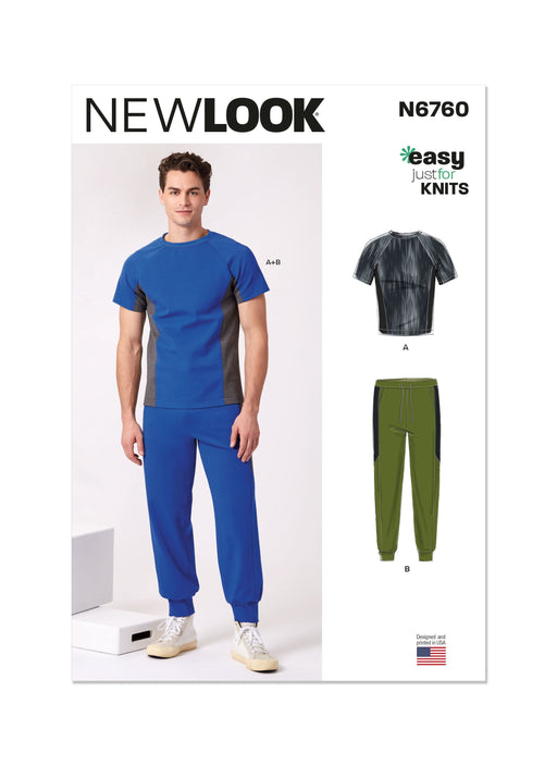 New Look sewing pattern 6760 Men's Knit Top and Pants from Jaycotts Sewing Supplies