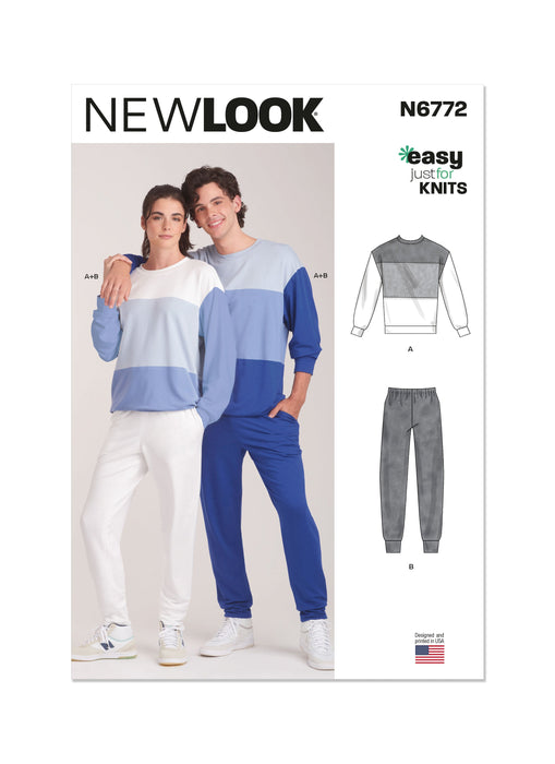 New Look Sewing Pattern 6772 Unisex Knit Top and Pants from Jaycotts Sewing Supplies