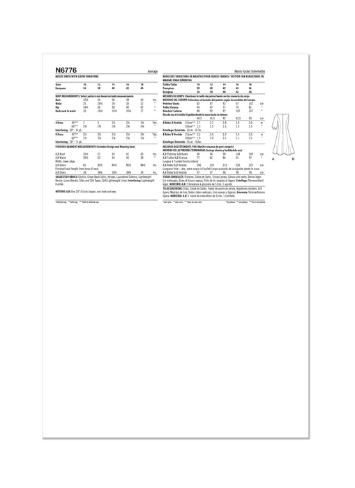New Look sewing pattern 6776 Dress With Sleeve Variations from Jaycotts Sewing Supplies