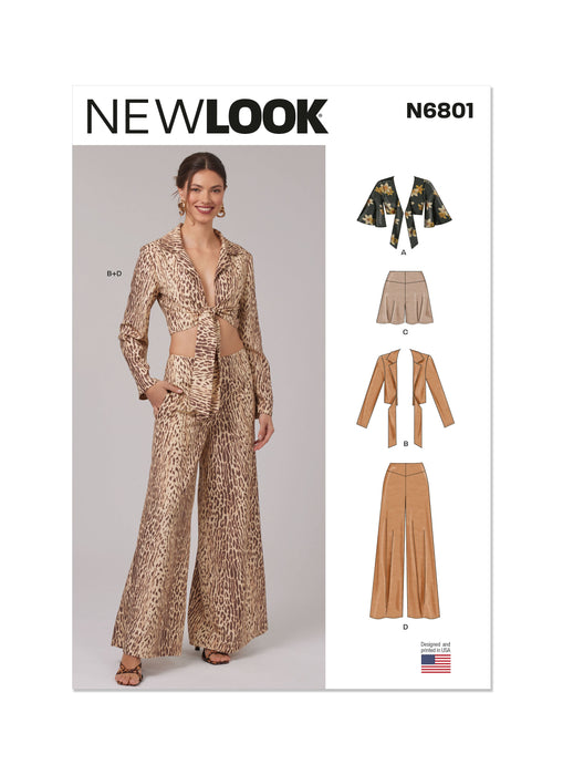 New Look sewing pattern 6801 Tie Front Tops, Shorts and Pants from Jaycotts Sewing Supplies