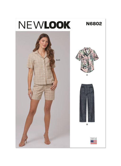 New Look sewing pattern 6802 Relaxed Shirt, Pants and Shorts from Jaycotts Sewing Supplies