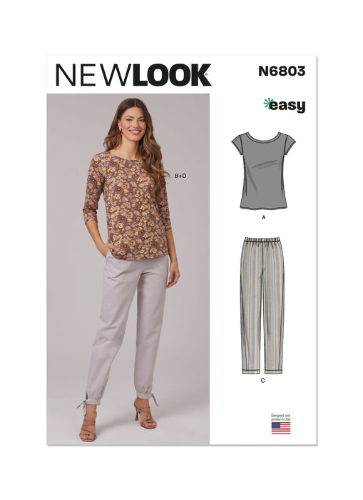 New Look sewing pattern 6803 Knit Tops and Pants from Jaycotts Sewing Supplies