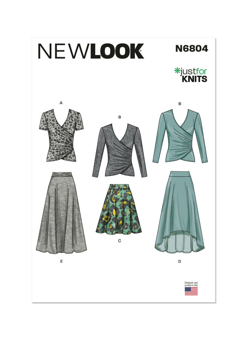 New Look sewing pattern 6804 Knit Tops and Skirts from Jaycotts Sewing Supplies