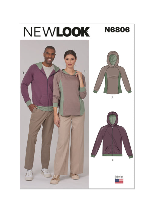 New Look sewing pattern 6806 Unisex Hoodies from Jaycotts Sewing Supplies