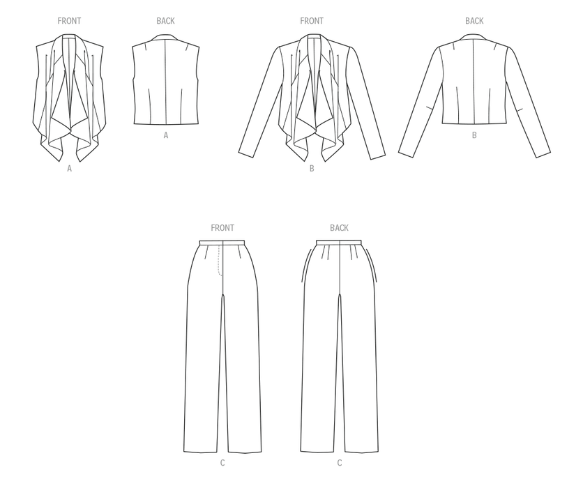 New Look Sewing Pattern 6817 Draped Front Vest, Jacket and Trousers from Jaycotts Sewing Supplies