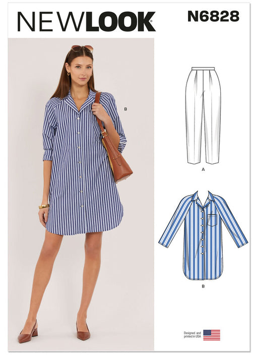 New Look Sewing Pattern 6828 Misses' Trousers And Shirt Dress from Jaycotts Sewing Supplies