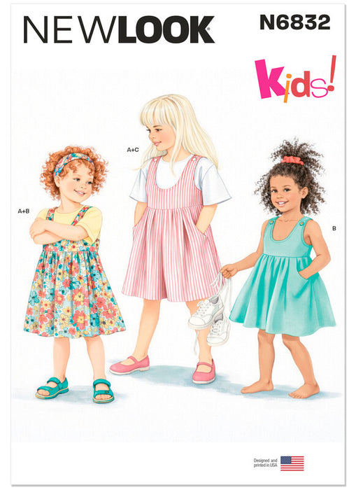 New Look Sewing Pattern 6832 Children's Top, Dress Or Romper from Jaycotts Sewing Supplies