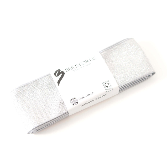Berisfords 5m pack Silver Lamé ribbon from Jaycotts Sewing Supplies