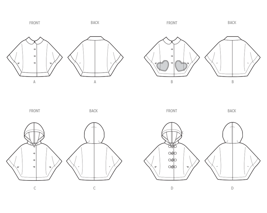 Simplicity sewing pattern S3043 Girls' Ponchos from Jaycotts Sewing Supplies