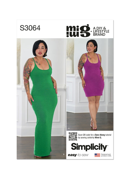 Simplicity sewing pattern 3064 Knit Dress in Two Lengths by Mimi G Style from Jaycotts Sewing Supplies