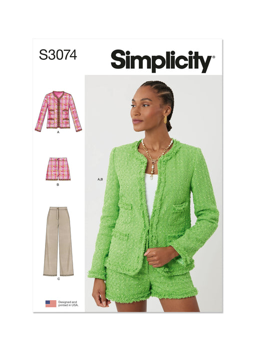 Simplicity sewing pattern 3074 Misses' / Petite Jacket, Shorts and Pants from Jaycotts Sewing Supplies