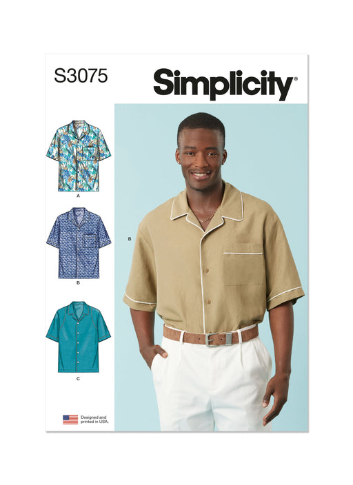 Simplicity sewing pattern 3075 Men's Shirts from Jaycotts Sewing Supplies