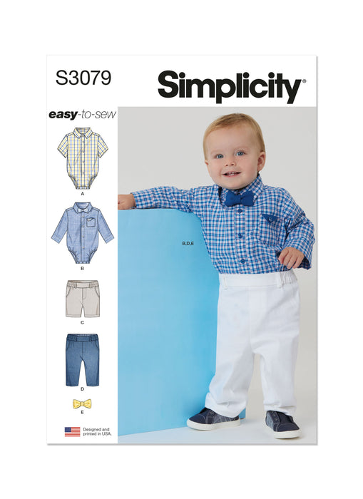 Simplicity sewing pattern 3079  Babies' Bodysuits, Shorts and Pants from Jaycotts Sewing Supplies