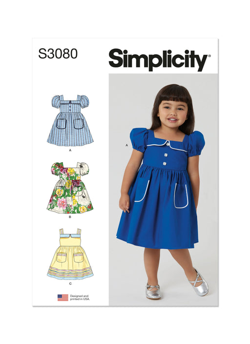 Simplicity sewing pattern 3080 Toddlers' Dresses from Jaycotts Sewing Supplies