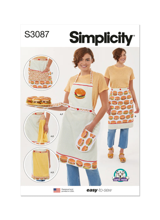 Simplicity sewing pattern 3087 Aprons and Kitchen Accessories by Carla Reiss from Jaycotts Sewing Supplies