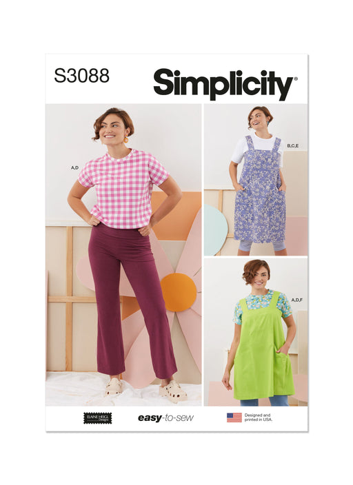 Simplicity pattern 3088 Tops, Pants and Apron Dresses by Elaine Heigl Designs from Jaycotts Sewing Supplies
