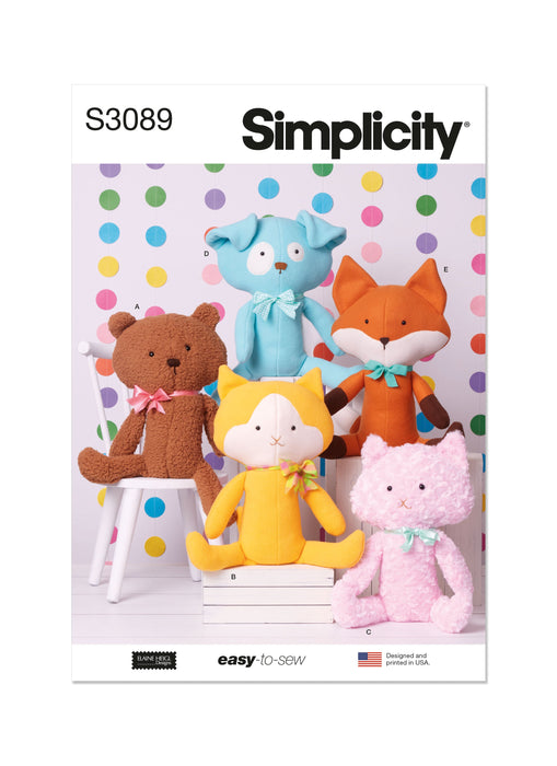 Simplicity sewing pattern 3089 Plush Pets by Elaine Heigl Designs from Jaycotts Sewing Supplies
