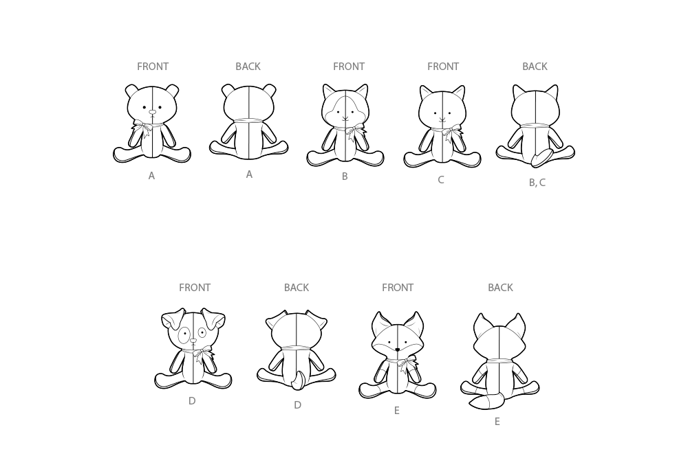 Simplicity sewing pattern 3089 Plush Pets by Elaine Heigl Designs from Jaycotts Sewing Supplies