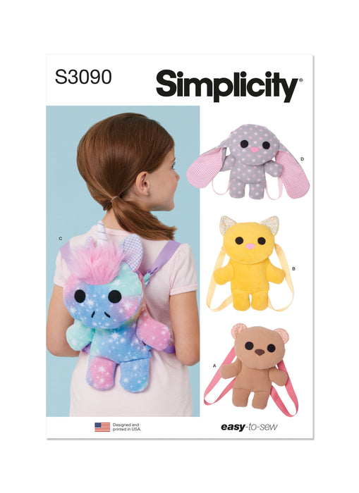 Simplicity sewing pattern 3090 Animal Mini Backpacks from Jaycotts Sewing Supplies