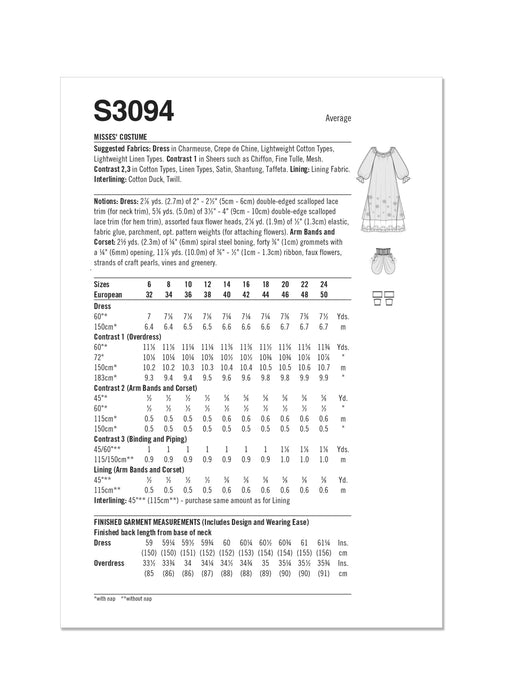Simplicity sewing pattern 3094 Costume by Raine Emery from Jaycotts Sewing Supplies