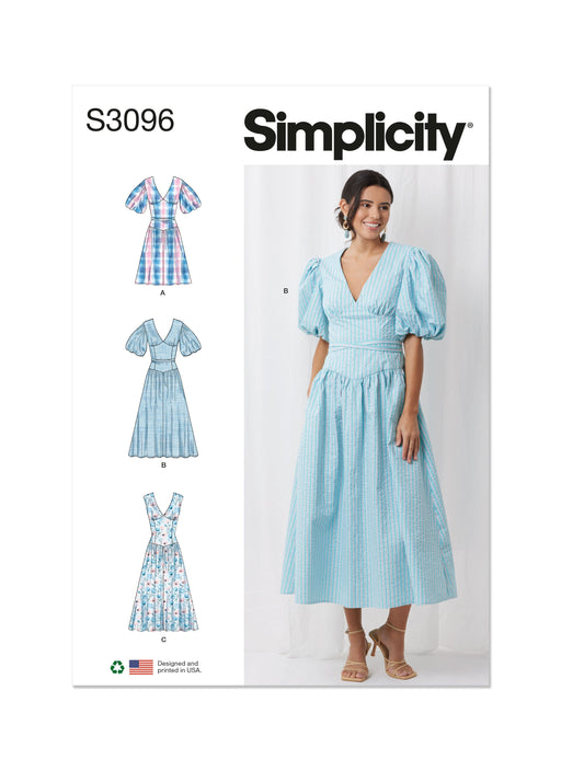 Simplicity sewing pattern 3096 Dress with Length and Sleeve Variations from Jaycotts Sewing Supplies
