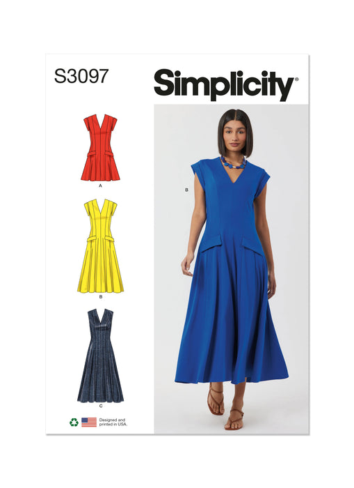 Simplicity sewing pattern 3097 Dress with Length and Sleeve Variations from Jaycotts Sewing Supplies