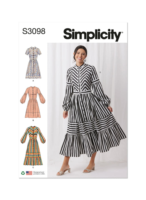 Simplicity sewing pattern 3098 Dress with Sleeve and Length Variations from Jaycotts Sewing Supplies