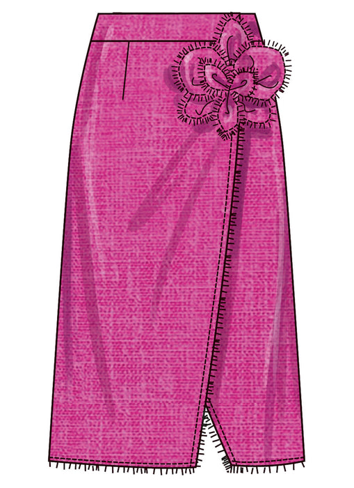 Simplicity sewing pattern 3104 Wrap Skirts with Detachable 3D Flower from Jaycotts Sewing Supplies