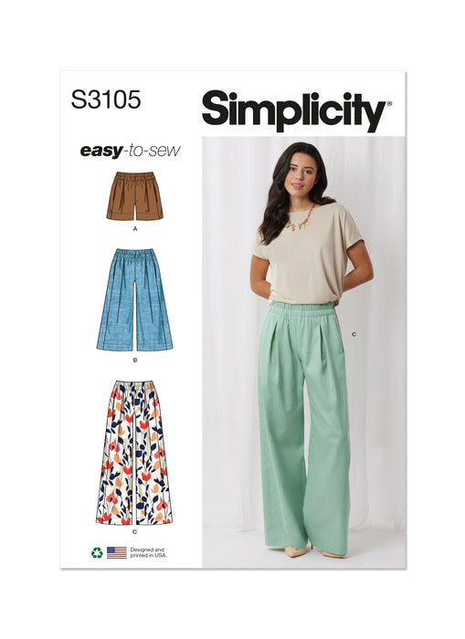 Simplicity sewing pattern 3105 Shorts and Pants from Jaycotts Sewing Supplies