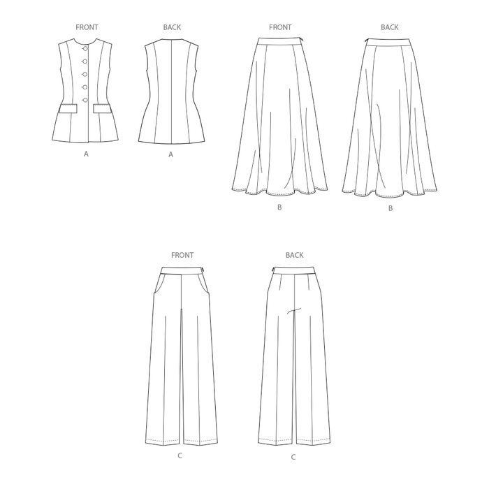 Simplicity sewing pattern 3108 Waistcoat, Skirt and Trousers from Jaycotts Sewing Supplies
