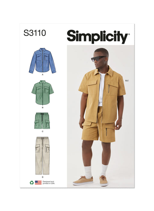 Simplicity sewing pattern 3110 Men's Shirts, Shorts and Trousers from Jaycotts Sewing Supplies
