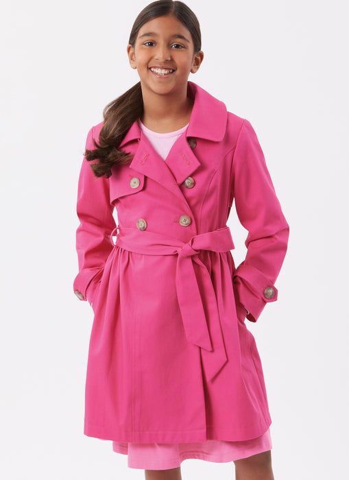 Simplicity sewing pattern 3114 Girls' Trench Coat in Three Lengths from Jaycotts Sewing Supplies